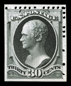 176, 30c Greenish black special printing, without gum as issued, a completely sound and highly collectable example of this very rare special printing, lovely color that is
especially bright and rich, strong impression as well, nearly very fine<