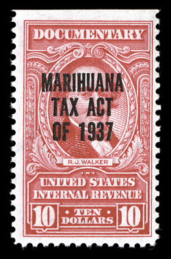 RJM5-7, $1.00-$10.00 Carmine, with MarihuanaTax Actof 1937 overprint cplt., bright colors, each with natural straight-edge at top, o.g., n.h., fine set.