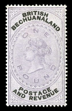 21, 1887 £1 Lilac, well centered, attractive color, o.g., small h.r., trivial natural gum crease, very fine clear 1999 Brandon certificate.