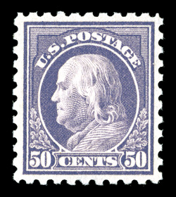 440, 50c Violet, unusually well centered, bright fresh color on crisp white paper, pristine o.g., never hinged (quite elusive thus), extremely fine 2006 PF
certificate.
