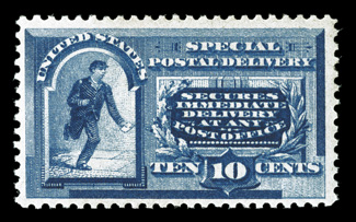 E2, 10c Blue, attractive rich color, o.g., never hinged, very fine 1999 PF certificate.