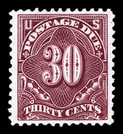 J43, 30c Deep claret, highly desirable mint single, wonderfully well centered amid especially wide margins, lovely rich color and a crisp detailed impression, o.g., lightly
hinged, extremely fine 1986 PF certificate.