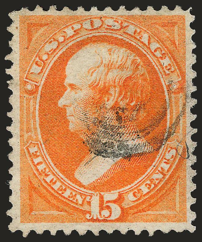 15c Orange, Grill (141).> H. Grill, radiant color, neat strike of target cancel, reperfed at right (not noted on certificate), Very Fine appearance, with 1985 P.F. certificate