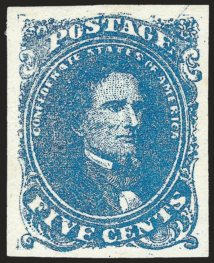 5c Blue, Stone 2 (4).> Two, both unused (no gum), different shades, large margins, one slightly creased, other bright and Extremely Fine
