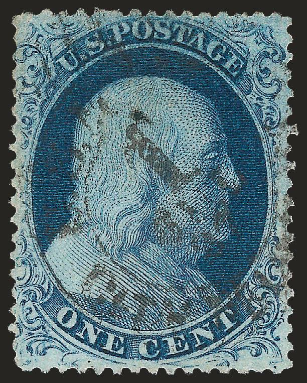 1c Blue, Ty. III (21).> Plate 4, choice margins and attractively centered, rich color with neat <New York U.S. Mail City Delivery carrier datestamp,> trivial corner crease top left, otherwise Very Fine and
choice, with 2002 P.F. certificate