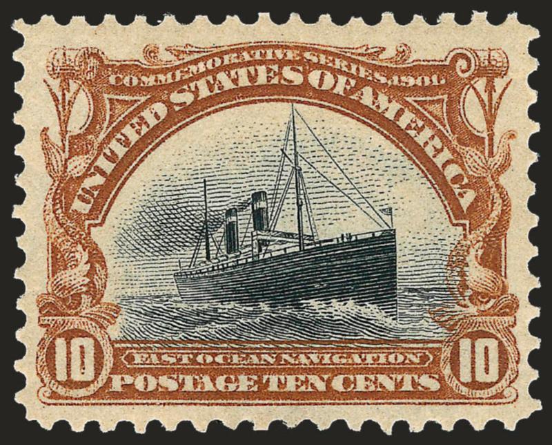 10c Pan-American (299).> Mint N.H., wide margins, especially top and bottom, strong colors, Extremely Fine, with 2008 P.F. and 2008 P.S.E. certificates (XF 90 SMQ $800.00)